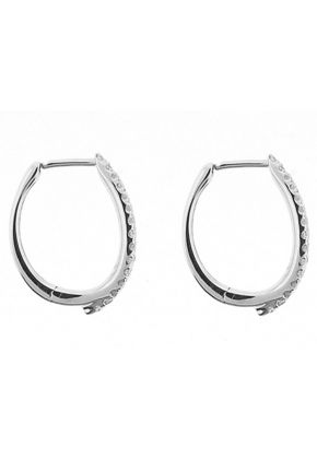 Huggie Earrings with Round Diamonds Set in 18k White Gold