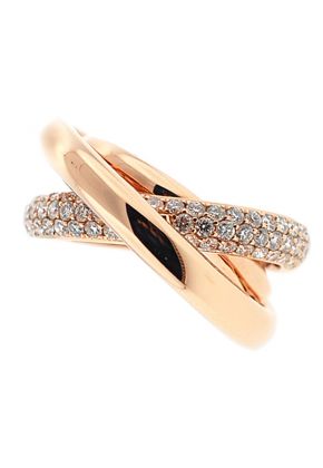 3 Row Crossover Style Pav?? Set Ring with Diamonds in 18k Rose Gold