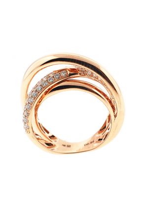 3 Row Crossover Style Pav?? Set Ring with Diamonds in 18k Rose Gold