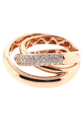 3 Row Crossover Style Pav?? Set Ring with Diamonds in 18k Rose Gold