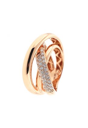 3 Row Crossover Style Pav?? Set Ring with Diamonds in 18k Rose Gold
