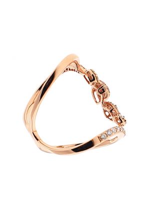 Openwork Cocktail Fashion Ring with Baguette and Round Diamonds in 18K Rose Gold