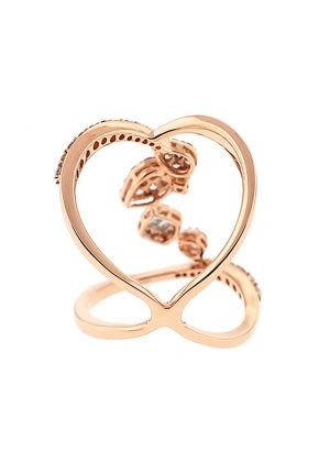 Openwork Cocktail Fashion Ring with Baguette and Round Diamonds in 18K Rose Gold