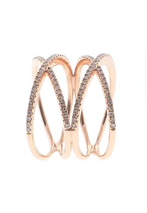 Open Crossover Ring with Intersecting Rows of Diamonds in 18k Rose Gold