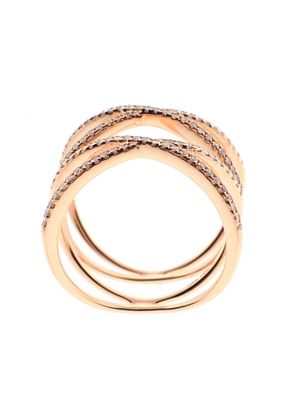 Open Crossover Ring with Intersecting Rows of Diamonds in 18k Rose Gold