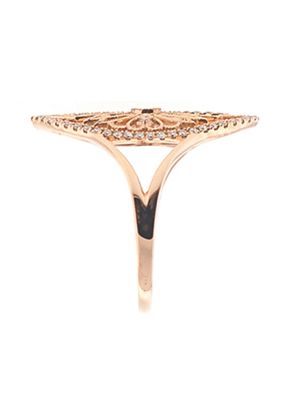 Marquise Shaped Split Shank Statement Ring with Diamonds and Filigree Design in 18k Rose Gold