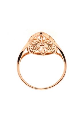Marquise Shaped Split Shank Statement Ring with Diamonds and Filigree Design in 18k Rose Gold