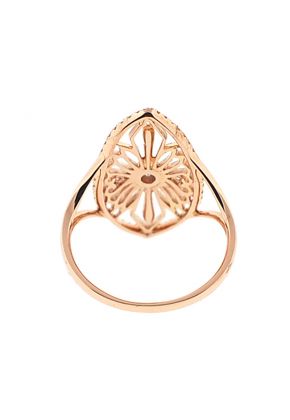 Marquise Shaped Split Shank Statement Ring with Diamonds and Filigree Design in 18k Rose Gold