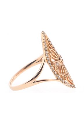 Marquise Shaped Split Shank Statement Ring with Diamonds and Filigree Design in 18k Rose Gold