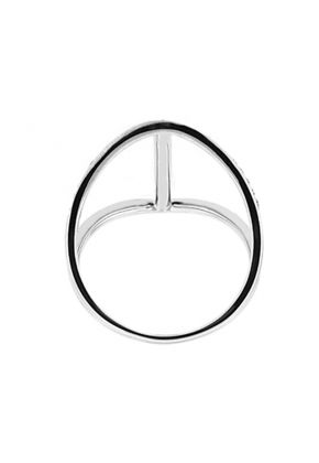 Open Vertical Bar Statement Ring with Diamonds in 14k White Gold