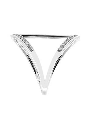 Open Vertical Bar Statement Ring with Diamonds in 14k White Gold