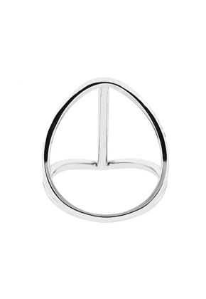 Open Vertical Bar Statement Ring with Diamonds in 14k White Gold