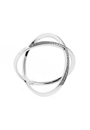 Criss Cross Statement Ring with Diamonds in 14k White Gold