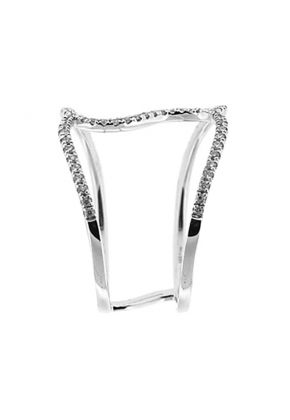 Open Abstract Ring with Wavy Rows of Diamonds in 18k White Gold