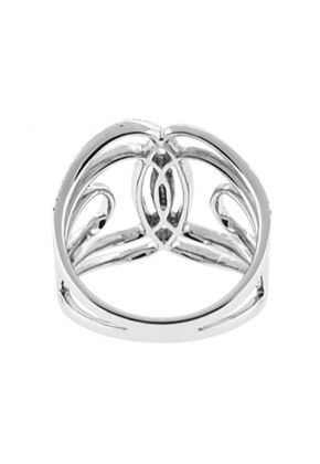 Modern Openwork Statement Ring with Rows of Diamonds Interlocking in the Center in 18K White Gold