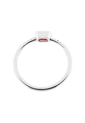 Ladies Pink Sapphire Stackable Ring with Diamond Rounds Set in 14K White Gold