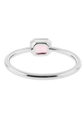 Ladies Pink Sapphire Stackable Ring with Diamond Rounds Set in 14K White Gold