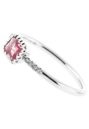 Ladies Pink Sapphire Stackable Ring with Diamond Rounds Set in 14K White Gold