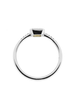 Ladies Yellow Sapphire Stackable Ring with Diamond Rounds Set in 14K White Gold