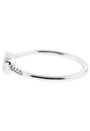 Ladies Yellow Sapphire Stackable Ring with Diamond Rounds Set in 14K White Gold