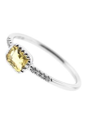 Ladies Yellow Sapphire Stackable Ring with Diamond Rounds Set in 14K White Gold