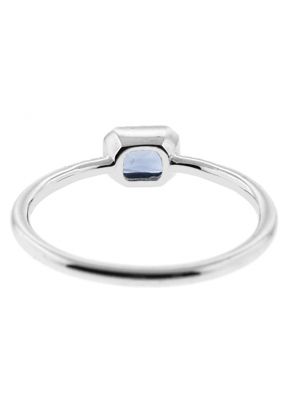 Ladies Blue Sapphire Stackable Ring with Diamond Rounds Set in 14K White Gold