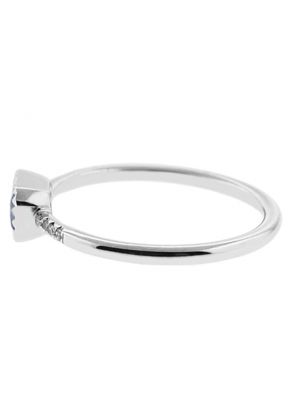 Ladies Blue Sapphire Stackable Ring with Diamond Rounds Set in 14K White Gold