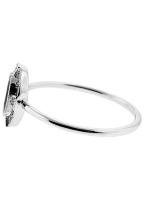 Vintage Inspired Oval Sapphire Ring with Diamond Rounds and Beaded Milgrain in 18K White Gold