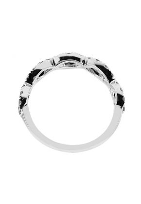 Braided Right Hand Fashion Ring with Two Rows of Diamond Rounds Set in 18K White Gold