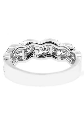 Right Hand Fashion Ring with Diamond Rounds Set Between Two Wavy Rows of Diamonds in 18K White Gold