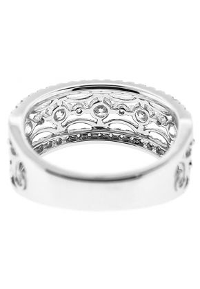 Right Hand Diamond Fashion Ring with Beaded Milgrain and Filigree Design in 18K White Gold