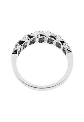 Right Hand Fashion Ring with Diamonds Surrounded by a Swiringling Halo Design in 18K White Gold