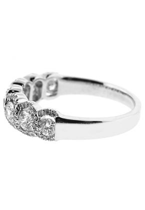 Right Hand Fashion Ring with Diamonds Surrounded by a Swiringling Halo Design in 18K White Gold