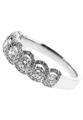 Right Hand Fashion Ring with Diamonds Surrounded by a Swiringling Halo Design in 18K White Gold