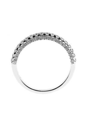 Three Side Band with Diamond Rows on Each Set in 18k White Gold