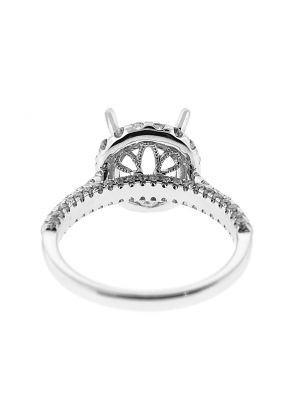 Semi-Mount Round Halo Engagement Ring with Diamonds Set in 18k White Gold