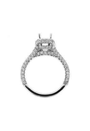 Semi-Mount Square Halo Engagement Ring with Pav?? Set Diamonds in 18k White Gold