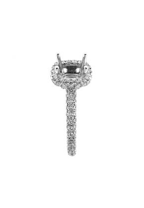 Semi-Mount Square Halo Engagement Ring with Pav?? Set Diamonds in 18k White Gold