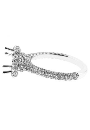 Semi-Mount Square Halo Engagement Ring with Pav?? Set Diamonds in 18k White Gold