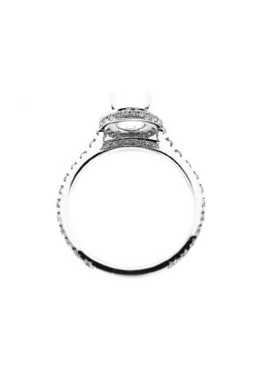 Semi-Mount Round Halo Engagement Ring with Diamonds Set in 18k White Gold