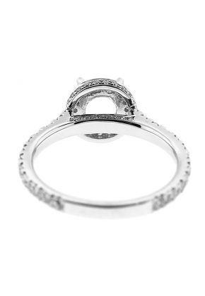 Semi-Mount Round Halo Engagement Ring with Diamonds Set in 18k White Gold