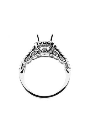 Semi-Mount Split Shank Square Halo Engagement Ring with Diamonds Set in 18k White Gold