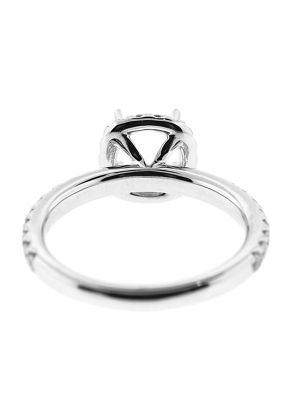 Semi-Mount Round Halo Engagement Ring with Diamonds Set in 18k White Gold