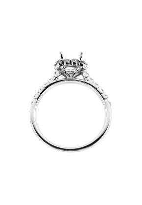 Semi-Mount Rounded Square Halo Engagement Ring with Diamonds Set in 18k White Gold