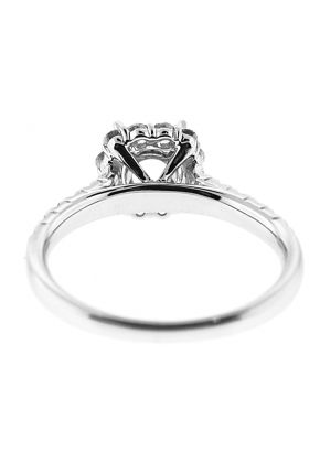 Semi-Mount Rounded Square Halo Engagement Ring with Diamonds Set in 18k White Gold