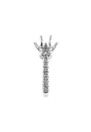 Six-Prong Semi Mount Engagement Ring with Bezel and Prong Set Diamonds in 14k White Gold