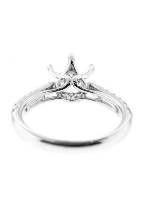 Six-Prong Semi Mount Engagement Ring with Bezel and Prong Set Diamonds in 14k White Gold