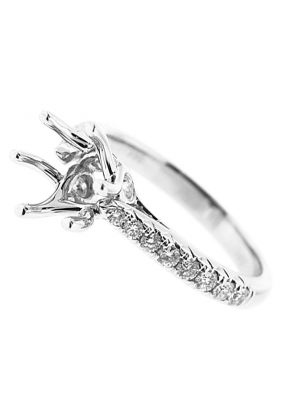 Six-Prong Semi Mount Engagement Ring with Bezel and Prong Set Diamonds in 14k White Gold