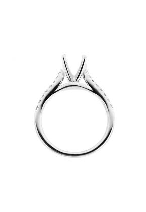 Semi-Mount Engagement Ring with Micro Prong Set Round Diamonds in 18k White Gold