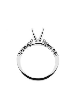Semi-Mount Engagement Ring with Prong Set Round Diamonds in 18k White Gold